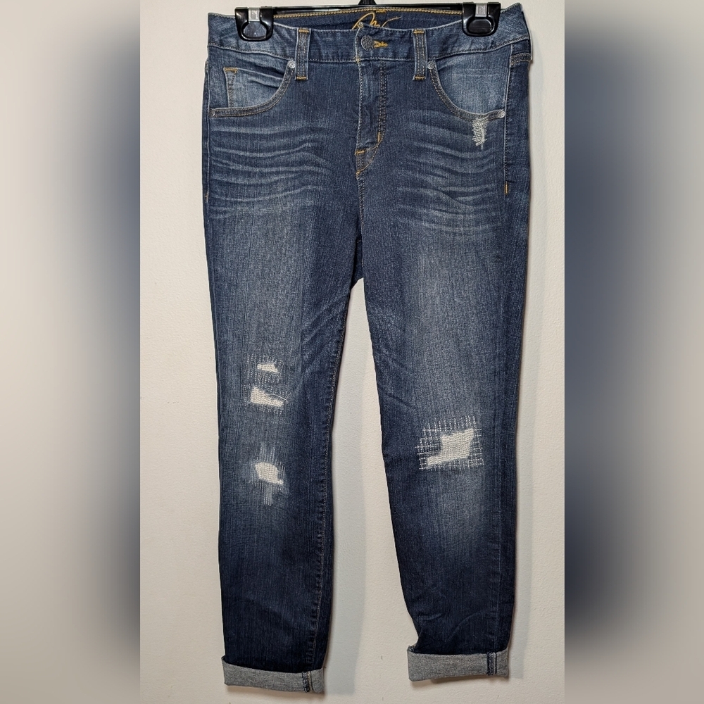 MiracleBody Distressed Skinny Jeans Medium Wash Tummy Control Women's Size 4